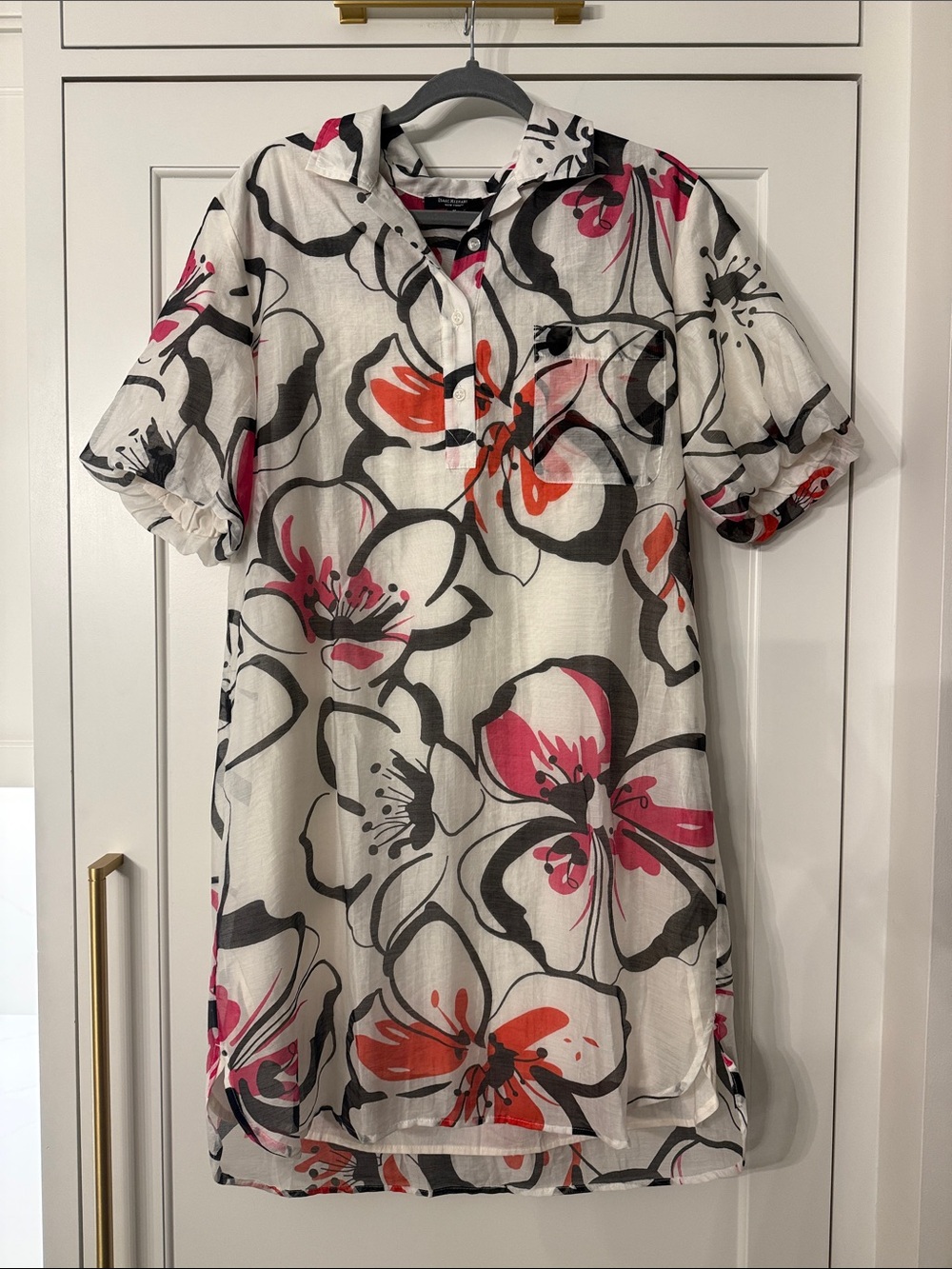 Isaac Mizrahi Floral Button-Front Sheer Midi Dress